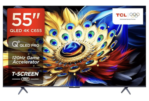 TCL 139 cm (55 inches) 4K Ultra HD Smart QLED Google TV 55C655 (Black)